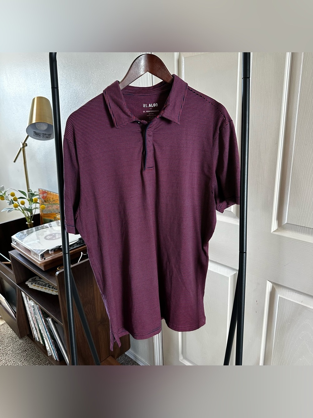 Men’s Maroon Micro-Striped Polo Shirt 🦋